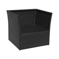 Chaise de jardin avec tabouret Noir Résine tressée 