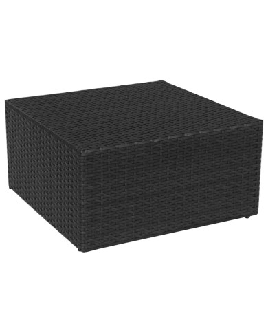 Chaise de jardin avec tabouret Noir Résine tressée 