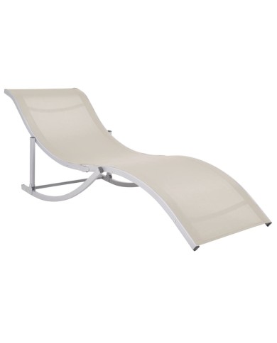 Chaises longues pliables 2 pcs Crème Textilène