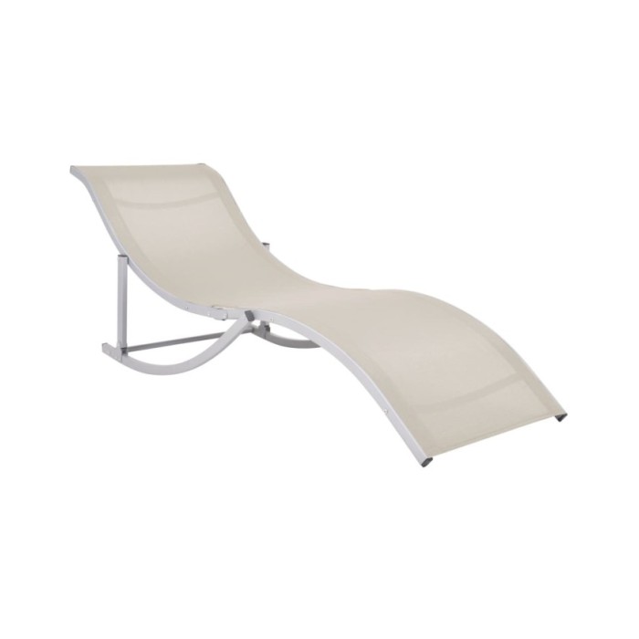 Chaises longues pliables 2 pcs Crème Textilène