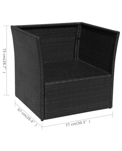 Chaise de jardin avec tabouret Noir Résine tressée 
