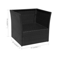 Chaise de jardin avec tabouret Noir Résine tressée 