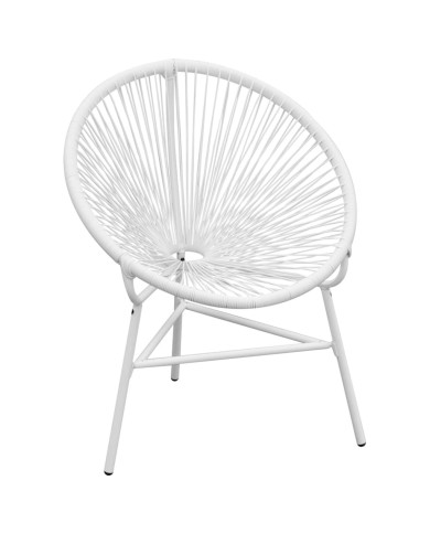 Chaise de jardin en corde forme de lune Résine tressée Blanc