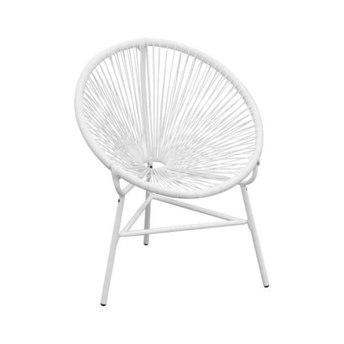 Chaise de jardin en corde forme de lune Résine tressée Blanc