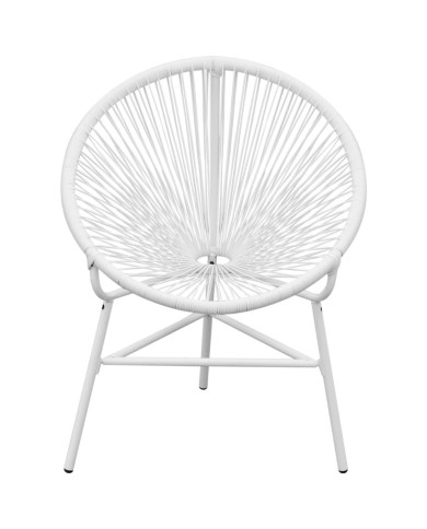 Chaise de jardin en corde forme de lune Résine tressée Blanc