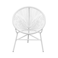 Chaise de jardin en corde forme de lune Résine tressée Blanc