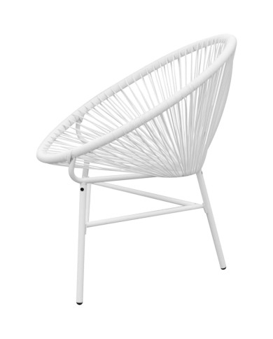 Chaise de jardin en corde forme de lune Résine tressée Blanc