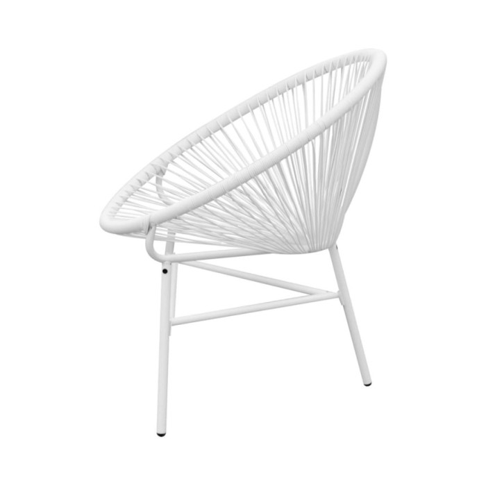 Chaise de jardin en corde forme de lune Résine tressée Blanc