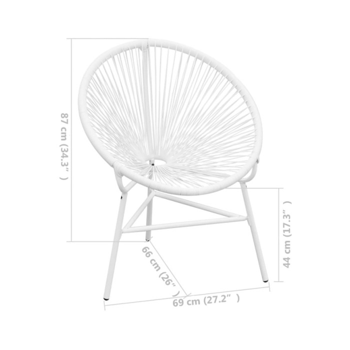 Chaise de jardin en corde forme de lune Résine tressée Blanc