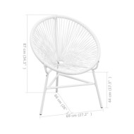 Chaise de jardin en corde forme de lune Résine tressée Blanc