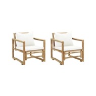 Chaises de jardin 2 pcs avec coussins et oreillers Bambou