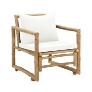 Chaises de jardin 2 pcs avec coussins et oreillers Bambou