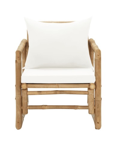 Chaises de jardin 2 pcs avec coussins et oreillers Bambou