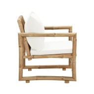 Chaises de jardin 2 pcs avec coussins et oreillers Bambou
