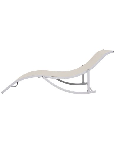 Chaises longues pliables 2 pcs Crème Textilène