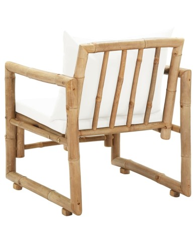 Chaises de jardin 2 pcs avec coussins et oreillers Bambou