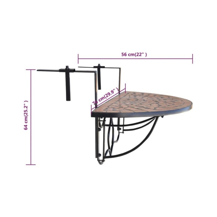 Table suspendue de balcon Terre cuite Mosaïque 