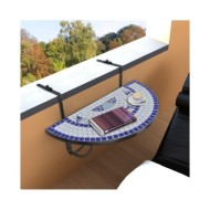 Table suspendue de balcon Bleu et blanc Mosaïque 