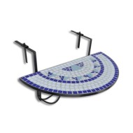 Table suspendue de balcon Bleu et blanc Mosaïque 