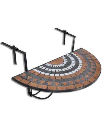 Table suspendue de balcon Terre cuite et blanc Mosaïque 