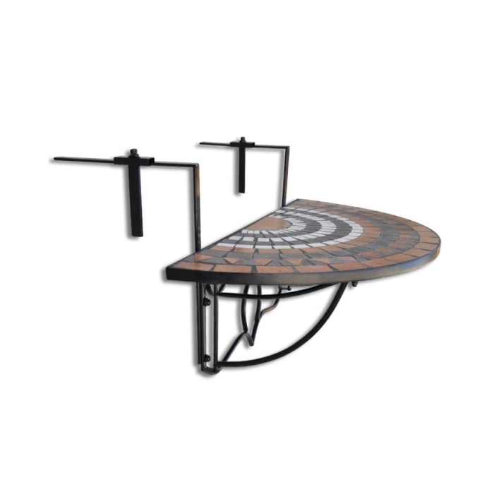 Table suspendue de balcon Terre cuite et blanc Mosaïque 
