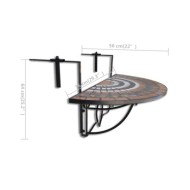 Table suspendue de balcon Terre cuite et blanc Mosaïque 