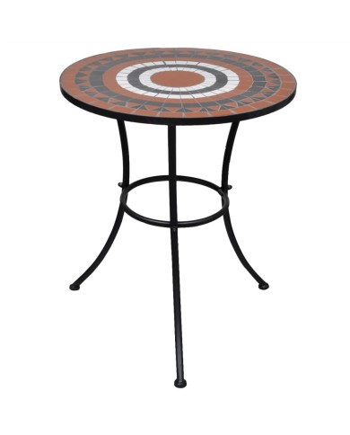 Table de bistro Terre cuite et blanc 60 cm Mosaïque 