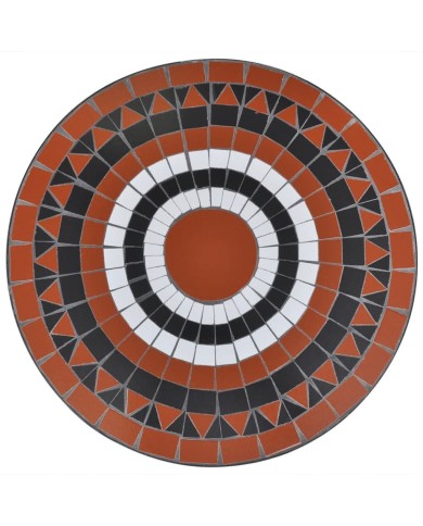 Table de bistro Terre cuite et blanc 60 cm Mosaïque 