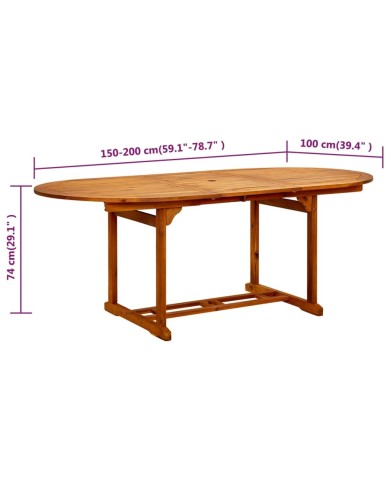 Table de jardin 200x100x75 cm Bois d'acacia massif