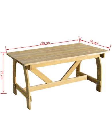 Table de jardin 150x74x75 cm Bois de pin imprégné