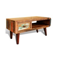 Table basse avec bord incurvé et 1 tiroir Bois de récupération 