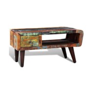 Table basse avec bord incurvé et 1 tiroir Bois de récupération 
