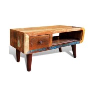 Table basse avec bord incurvé et 1 tiroir Bois de récupération 