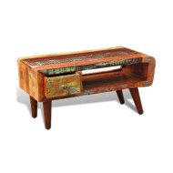 Table basse avec bord incurvé et 1 tiroir Bois de récupération 