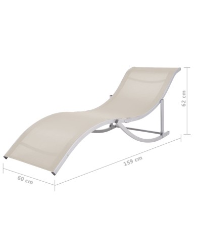 Chaises longues pliables 2 pcs Crème Textilène