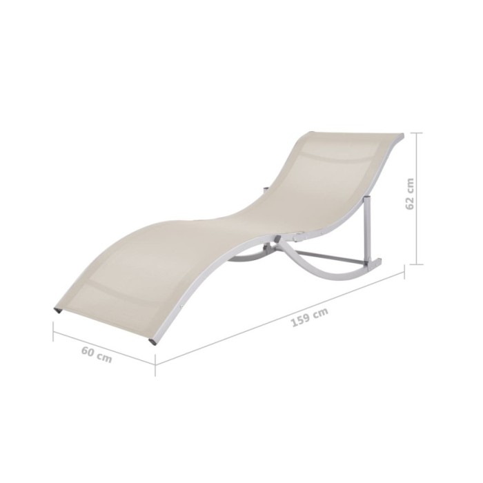 Chaises longues pliables 2 pcs Crème Textilène