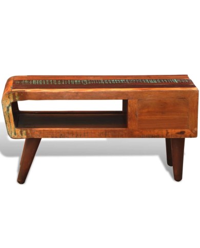 Table basse avec bord incurvé et 1 tiroir Bois de récupération 