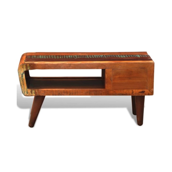 Table basse avec bord incurvé et 1 tiroir Bois de récupération 