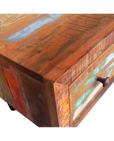 Table basse avec bord incurvé et 1 tiroir Bois de récupération 