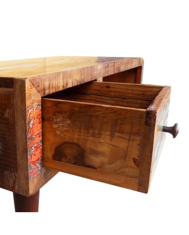 Table basse avec bord incurvé et 1 tiroir Bois de récupération 