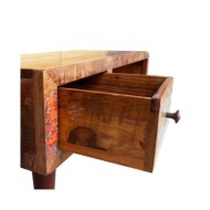 Table basse avec bord incurvé et 1 tiroir Bois de récupération 