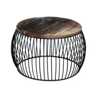 Table basse ronde 68x37 cm Bois de récupération massif