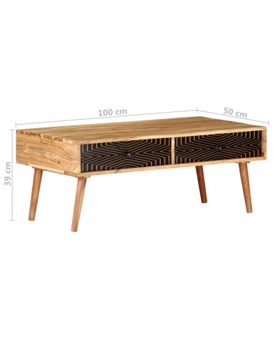 Table basse 100x50x39 cm Bois d'acacia solide