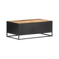 Table basse 90x50x35cm Bois de manguier brut et canne naturelle