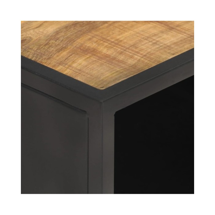 Table basse 90x50x35cm Bois de manguier brut et canne naturelle