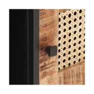 Table basse 90x50x35cm Bois de manguier brut et canne naturelle