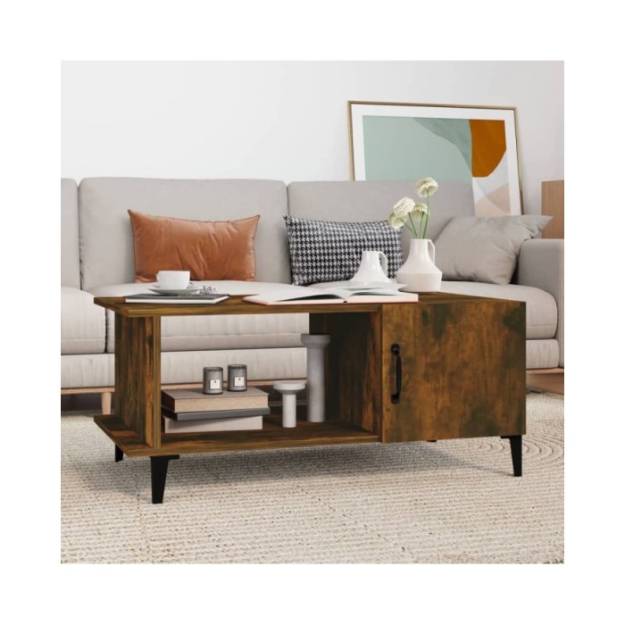 Table basse Chêne fumé 90x50x40 cm Bois d'ingénierie