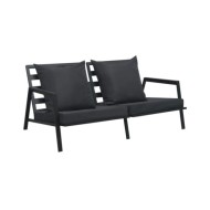 Canapé de jardin à 2 places avec coussins Gris foncé Aluminium