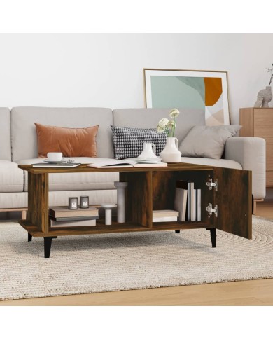 Table basse Chêne fumé 90x50x40 cm Bois d'ingénierie