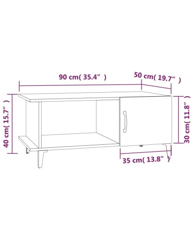 Table basse Chêne fumé 90x50x40 cm Bois d'ingénierie
